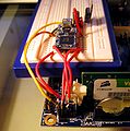 Module on a breadboard, connected to the mainboard's SPI header